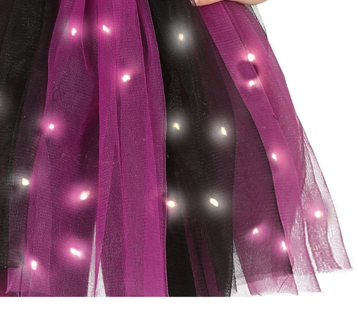 Hekse halloweenkostume pige sort lilla