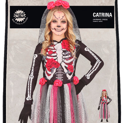 Dia De Los Muertos-kostume pige