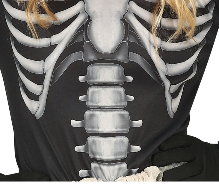 Skelet halloweenkostume pige sort