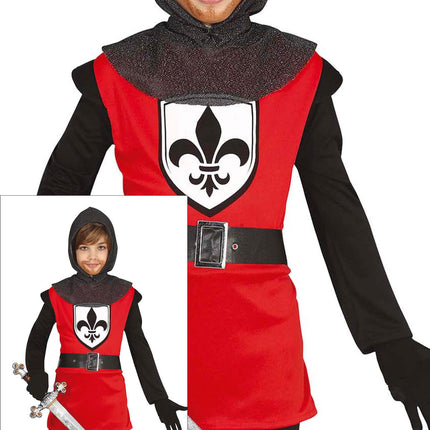 Ridderkostume dreng rød