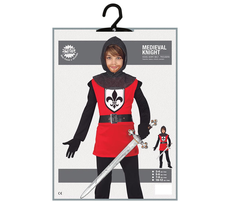 Ridderkostume dreng rød