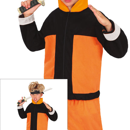 Ninja kostume dreng orange sort