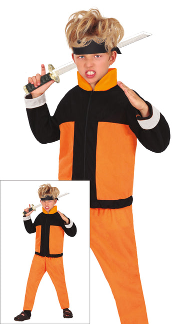 Ninja kostume dreng orange sort
