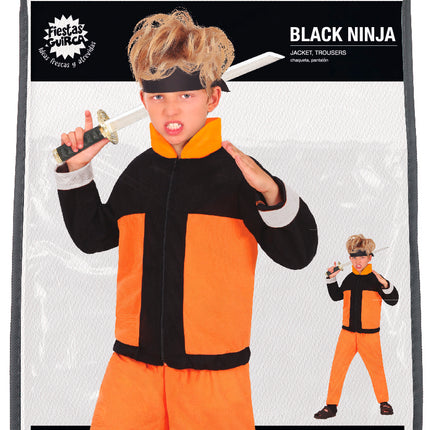 Ninja kostume dreng orange sort