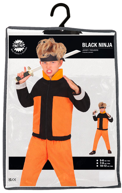Ninja kostume dreng orange sort