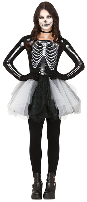 Skelet Halloween Jurk Dames Zwart