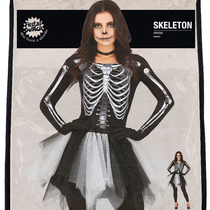 Skelet Halloween-kjole til damer Sort