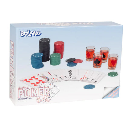 Drikspilssæt: Drinking Poker (120 pokerchips, 1 sæt spillekort, 4 shotglas)