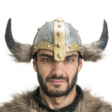 Vikingehjelm med horn til mænd, 35 cm