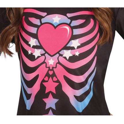 Skelet halloweenkostume pige pink