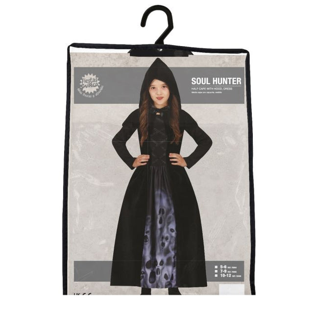 Spøgelses halloweenkostume pige sort