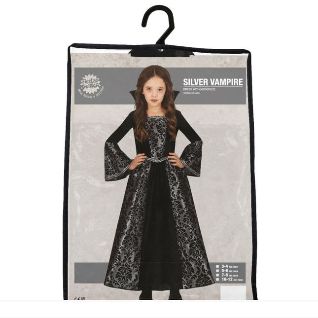 Vampyr halloweenkostume pige sølv