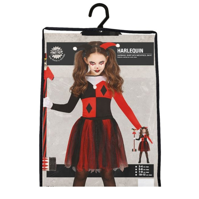 Harlekin halloweenkostume pige