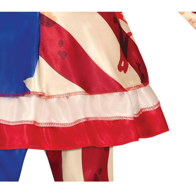 Gyserklovn halloweenkostume pige blå rød