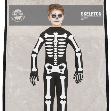 Skelet halloweenkostume barn hvid sort