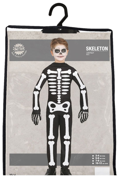 Skelet halloweenkostume barn hvid sort