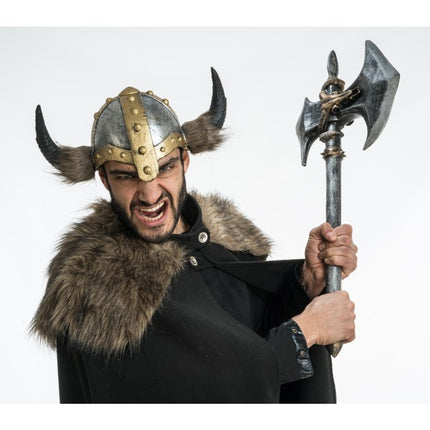 Vikingehjelm med horn til mænd, 35 cm