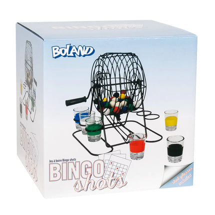 Drikspilssæt »Bingo shots« (bingo-hjul i metal, 48 kugler, 6 shotglas)