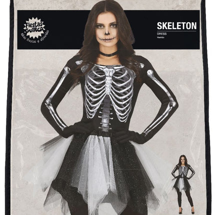 Skelet Halloween-kjole til damer Sort