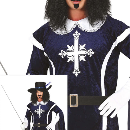 Musketer kostume mænd blå