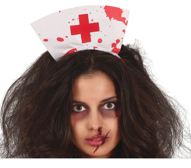 Sygeplejerske halloweenkostume til damer med blod på tanden