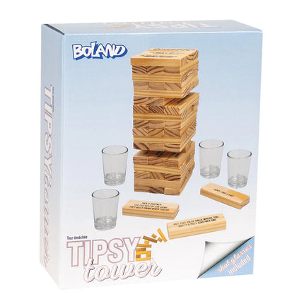 Drikkeleg-sæt »Drinking Tower« (4 shotglas, 54 træklodser)