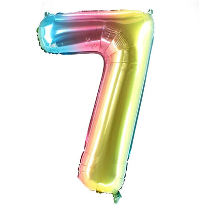 7 år, talballon, regnbue, tom, 1 m
