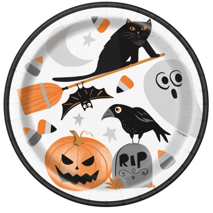 8 BATS & BOOS HLWN 9" PLT van Unique koop je bij Partywinkel