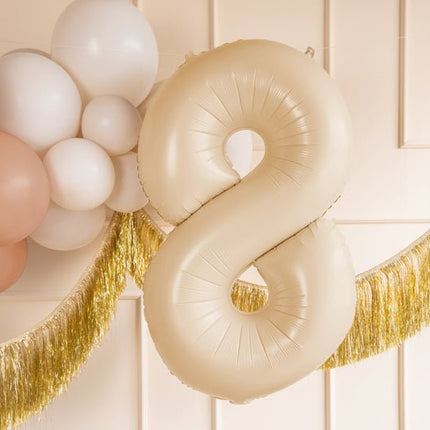 8 Jaar Cijfer Ballon Beige Leeg 72cm van Partydeco koop je bij Partywinkel