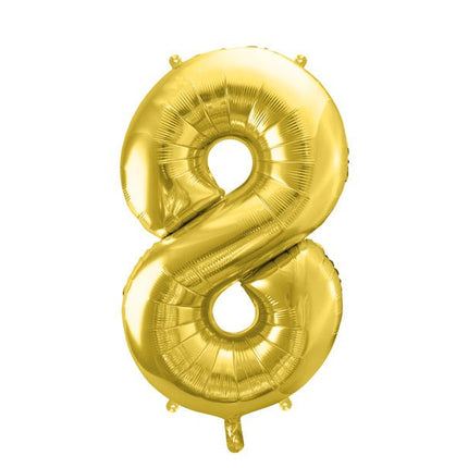 8 Jaar Cijfer Ballon Goud Leeg 72cm van Partydeco koop je bij Partywinkel