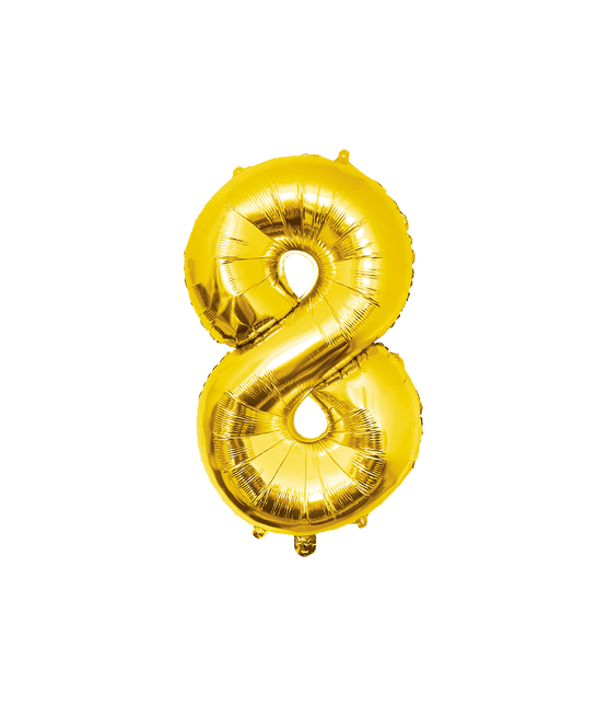 8 Jaar Cijfer Ballon Goud Leeg 86cm van Paper Dreams koop je bij Partywinkel