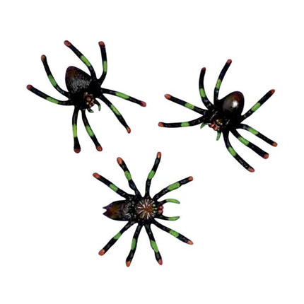 8 Spinnen Plastic Zwart Groen van Riethmueller koop je bij Partywinkel