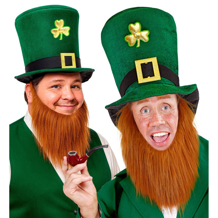 St. Patrick's Day-hat med skæg, 25 cm