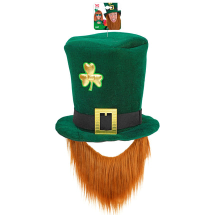 St. Patrick's Day-hat med skæg, 25 cm