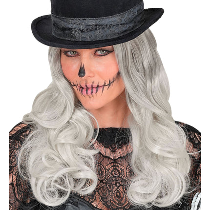 Halloween-paryk, lysegrå