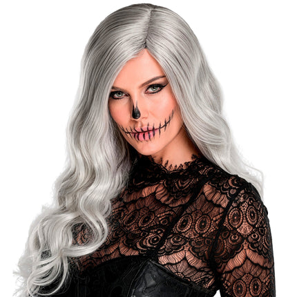 Halloween-paryk, lysegrå