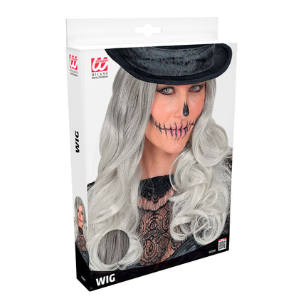 Halloween-paryk, lysegrå