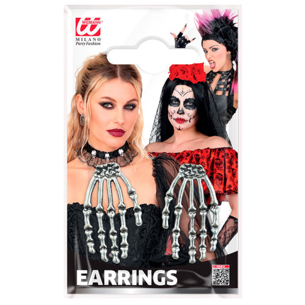 Halloween-øreringe med skelet-hånd
