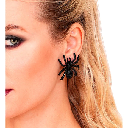 Halloween-øreringe med edderkopper og strass