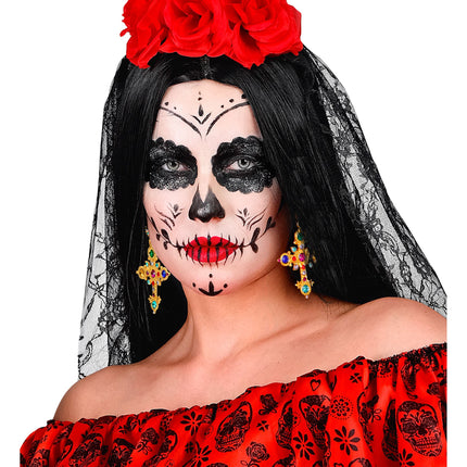 Halloween-øreringe med kors og ædelstene