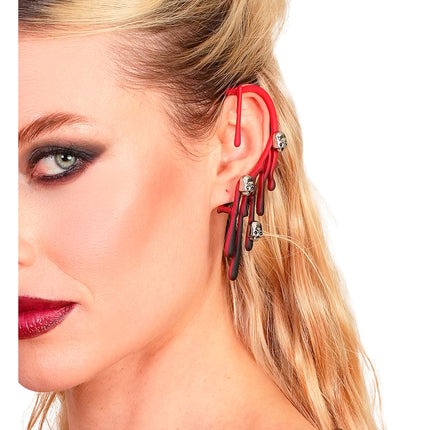 Halloween-ørering med piercing-look, blod