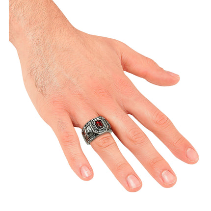 Halloween-ring med rød ædelsten