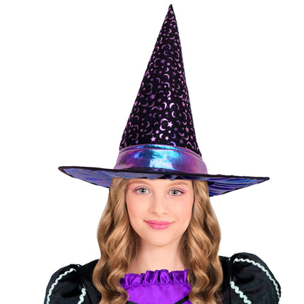 Halloween-heksehat til børn med stjerner og måne