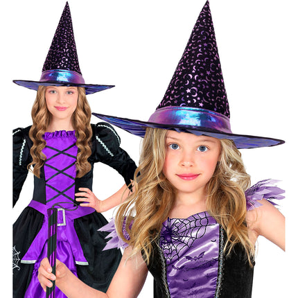 Halloween-heksehat til børn med stjerner og måne