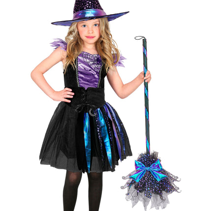 Halloween-heksekost med stjerner og måne, 85 cm