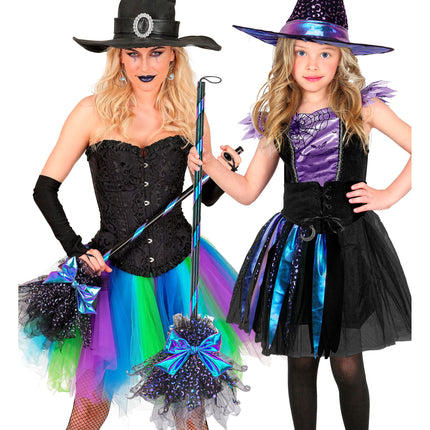 Halloween-heksekost med stjerner og måne, 85 cm
