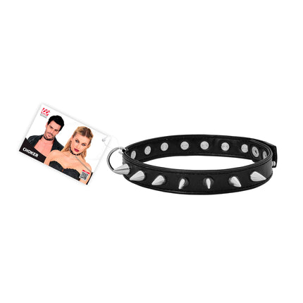 Halloween-choker, sort med pigge