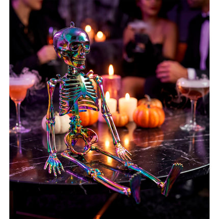 Halloween-skelet i regnbuefarver, 28 cm