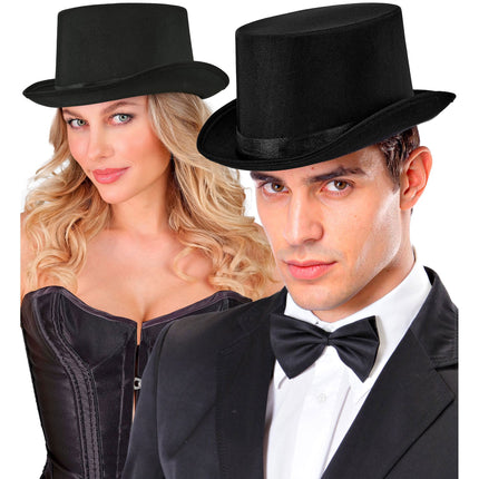 Halloween-cylinderhat, sort, 60 cm