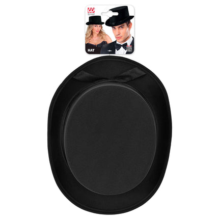 Halloween-cylinderhat, sort, 60 cm